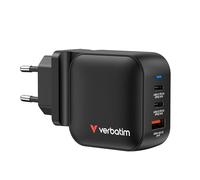 Verbatim GaN Charger 65W 2-Port USB-C Charger with Extendable Cable, Power Adapter, Quick Charger for Apple iPad, iPhone, Samsung & Co, Travel Adapter for EU, UK, USA