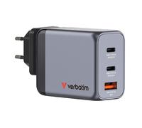 Verbatim GNC-65 GaN Charger 65W with 2x USB-C PD 65W/ 1x USB-A QC 3.0 (EU/UK/US)