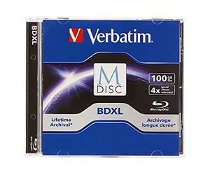 Verbatim M DISC BDXL 100GB 6X with Branded Surface Blank Blu-Ray Recordable Media - 1pk Jewel Case
