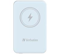Verbatim Magnetic Power Bank 5000 mAh, Wireless Charger 15 W, 20 W PD via USB-C, Power Bank Small and Magnetic for iPhone 15, 14, 13, 12, Pro, Max, iPad, Blue