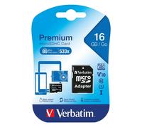 Verbatim Premium 44082 Class 10 MicroSDHC Card 16GB - Black