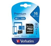 Verbatim Premium 44082 Class 10 MicroSDHC Card 16GB - Black