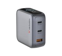 Verbatim Mini GaN Charger with Display - 100W 3-Port Wall Charger with USB Cable