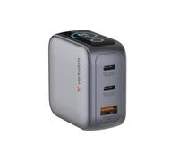 Verbatim Mini GaN Charger with Display - 65W 3-Port Wall Charger with USB-C® Power Delivery and Quick Charge 3.0