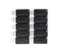 Verbatim Pinstripe USB Drive 16GB Push/Pull Black (Pack of 10) 49046