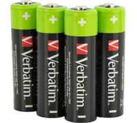 Verbatim AA Rechargeable Batteries HR6 - NiMH 1.2V 2500mAh Low Self-Discharge, Pre-Charged 4-Pack