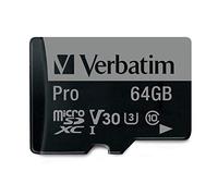 Verbatim Pro U3 Micro SDXC memory card incl. adapter - 64 GB I black - Micro-SD-card for 4K Ultra HD video recording - SD memory card for cameras - with UHS speed class 3