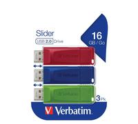 Verbatim Slider USB Drive 16GB Pack of 3