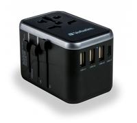 Verbatim Universal Travel Adapter 3 X USB/2 X Type-c
