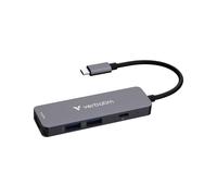 Verbatim USB-C Essentials Multiport Hub - 4 Ports: (1) USB-A 2.0, (1) USB-A 3.0/3.2 Gen 1, (1) USB-C 3.0/3.2 Gen 1 with 4K HDMI and Up to 100W Power Delivery