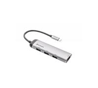 Verbatim USB-C Multiport Hub Four Port USB 3.2 Gen 1 Silver (49147)