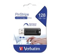Verbatim USB DRIVE 3.0 128GB PINSTRIPE BLACK - NEW AND SEALED - FREE SHIPPING