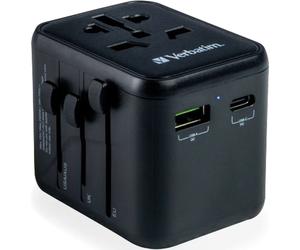 Verbatim UTA-02 Worldwide Travel Adapter + USB-A & USB-C