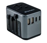 Verbatim UTA-03 Universal Travel Adapter, 30W PD / QC 3.0, 2 x USB-C, 3 x USB-A,