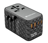 Verbatim UTA-06 100W GaN III Universal Travel Adapter with 2 x USB-C PD & QC 4+ & 2 x USB-A QC 3.0 ports