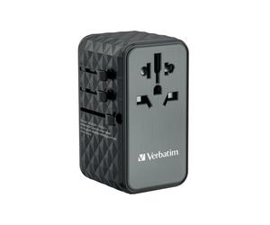Verbatim UTA-06 GaN III Universal Travel Adapter 2x USB-C PD 100W + QC4+/2x USB-A QC 3.0 Black 32121