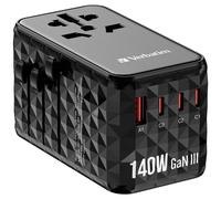 Verbatim UTA-10 140W GaN III Universal Travel Adapter with 2 x USB-C PD 3.1 & QC 4+, 1 x USB-C PD 3.0 & 1 x USB-A QC 3.0 ports