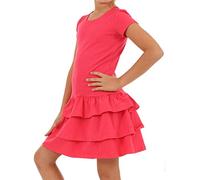 Verbelato Girls Kids Dress Ruffle Flounces for Children Flower Print hk272 Coral 8 Years