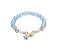 Verbundener Armbandring 2024 Armband für Damen, chinesisches Jade-Perlenarmband für ihre, Oma, Mutter, Vater, den täglichen Gebrauch Uhren Lederarmband Für Männer (Sky Blue, One Size)