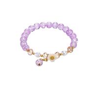 Verbundener Armbandring 2024 Armband für Damen, chinesisches Jade-Perlenarmband für ihre, Oma, Mutter, Vater, den täglichen Gebrauch Uhren Lederarmband Für Männer (Purple, One Size)