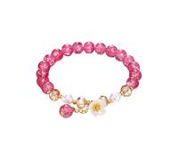 Verbundener Armbandring 2024 Armband für Damen, chinesisches Jade-Perlenarmband für ihre, Oma, Mutter, Vater, den täglichen Gebrauch Uhren Lederarmband Für Männer (Hot Pink, One Size)
