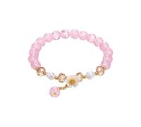 Verbundener Armbandring 2024 Armband für Damen, chinesisches Jade-Perlenarmband für ihre, Oma, Mutter, Vater, den täglichen Gebrauch Uhren Lederarmband Für Männer (Pink, One Size)