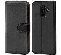 Verco Wallet Case for Samsung Galaxy A6 Plus Book Cover with Magnetic Closure compatible with Samsung Galaxy A6+ Flip Case with Card Slots Faux Leather - Black