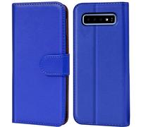 Verco Wallet Case for Samsung Galaxy S10 Book Cover with Magnetic Closure compatible with Galaxy S10 Flip Case with Card Slots Faux Leather - Blue