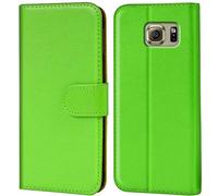 Verco Wallet Case for Samsung Galaxy S6 Edge Book Cover with Magnetic Closure compatible with Galaxy S6 Edge Flip Case with Card Slots Faux Leather - Green