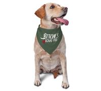 Vercosee “ B*tches Love Me “ Dog Bandana,Adjustable Scarf,Washable Triangle Bib,Handkerchief for Pets,Photo Prop Pet Scarf Accessories,Funny Cute Dog Bandana (Green)