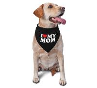 vercosee I Love Mom Mothers Day Dog Bandana,Photo Prop Pet Scarf Accessories for Dog Lovers, Mom Gifts (Black)