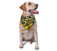 vercosee Pit Crew Dog Bandana, Checkered Flags Race Car Flag Bandana Collars Triangle Neckerchief Bibs Scarf Set Accessories for Dog Lover (Colorful Green)