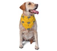 vercosee Pit Crew Dog Bandana, Checkered Flags Race Car Flag Bandana Collars Triangle Neckerchief Bibs Scarf Set Accessories for Dog Lover (Yellow)
