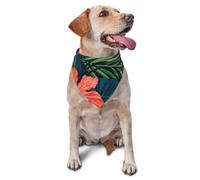 vercosee Summer Hawaii Dog Bandana,Dog Scarf Triangle Bibs Adjustable Rainforest Tropical Hawaiian Leaves Turquoise Leaf,Bibs Pet Accessories (Green)