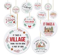 Vercraft 12 Set Village Gifts Christmas Ornaments Ceramic Best Villager Ornament Gift Gold Rope Organza Bag Xmas Hanging Housewarming Gift for Friend Christmas Tree Thank You Appreciation Decoration