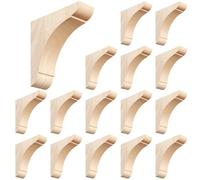 Vercraft 16 Pcs Wood Corbels Wooden Shelf Brackets Unfinished Paintable Bracket with Hanging Hook for Doorway Countertop Kitchen Cabinet Book Shelves, Rubber Wood (6 x 6 x 1.75 Inches)