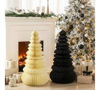 Vercraft 2 Pcs 35.4'' Extra Large Christmas Tree Honeycomb Floor Decoration 3D Glitter Edge Paper Christmas Party Decorations Paper Trees for Home Indoor Xmas Holiday Party Decorations Fireplace Floor