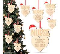 Vercraft 20 Pcs Christmas Nurse Appreciation Gifts Wooden Nurse Ornaments with Santa Hat Practitioner Gifts Thank You Favors for Doctor Physician Medical Assistant Nursing School