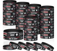 Vercraft 200 Pcs Veteran Suicide Bracelet 22 A Day Memorial Silicone Bracelets Veteran Lives Matter Bracelet Military Suicide Awareness Patriotic Rubber Wristbands Bulk for Men Veteran's Day
