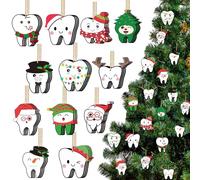 Vercraft 36 Pcs Tooth Christmas Ornaments CNA Week Gifts Cute Wooden Dentist Teeth Hanging Ornaments Christmas Tree Decorations Funny Teeth Wood Sign for Xmas Tree Dentist Dental Assistant Home Decor