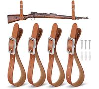 Vercraft 4 Pcs Adjustable Leather Hanging Straps Gun Axe Wall Mount Display Gun Racks Wall Mount for Shotgun, Axe, Hatchet, Sword, Tools, with Screws and Expansion Bolt