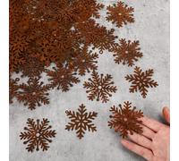 Vercraft 50 Pcs Christmas Rusty Snowflakes Metal Snowflake Decorations for Christmas Metal Snowflakes Ornaments for Winter Indoor Outdoor Xmas Tree Window Room Decorations (Delicate)