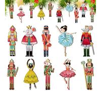 Vercraft 50 Pcs Multicolor Christmas Wooden Nutcracker Ornaments: Soldier, King, Ballerina, Mouse Hanging Decorations for Christmas Tree & Home Decor