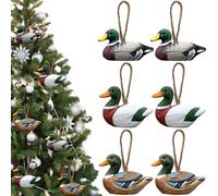 Vercraft 6 Pcs Mallard Duck Ornament Wood Hanging Figurine Mallard Duck Decor Wooden Duck Handmade Carving Duck Christmas Decorations Decorative Hanging Ornaments for Christmas Tree Decoration