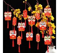 Vercraft 60 Pcs Vietnamese New Year Hanging Decorations 2026 Vietnamese Lunar New Year Ornaments Red Hanging Good Luck Fortune Ornaments for Home Office Lucky Fu Pendants(Style 3)