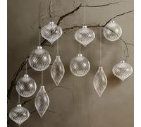 Vercraft Glass Christmas Ball Ornaments, Shiny Heart Hand Blown Glass Ornaments Hanging Balls, Xmas Tree Wedding Holiday Decor for Christmas Tree Decoration (Transparent,6 Pcs)