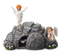 Vercraft Jesus Easter Decorations Easter Resurrection Scene Set Resin Table Decor Empty Tomb Decoration Christian Figures Resurrection Statue He is Risen Decor for Home Table Office