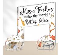 Vercraft Music Teacher Appreciation Gifts for Women Men Acrylic Thank You Appreciation Gifts for Music Teacher Clear Table Keepsake Sign Paperweight Birthday Christmas Gifts for Teacher Graduation