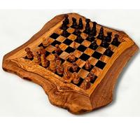 Verdant Grain Hand-crafted Wooden Chess Board - 45×45 cm Natural Olive Wood, Premium Table Game