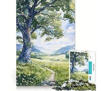 Verdant Valley Path Jigsaw Puzzle 1000 Pieces Cognitive Fun Play High Precision Die Cut Unique Gift for Stress Relief (38x26cm)